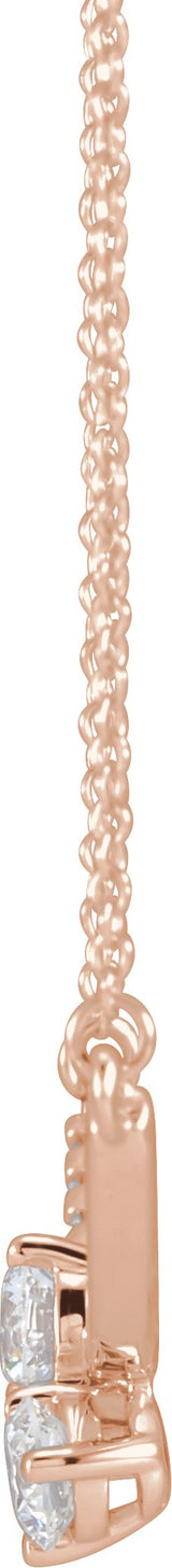 14K Gold Round Lab-Grown Diamond Two-Stone Necklace - Rose Gold - view 2
