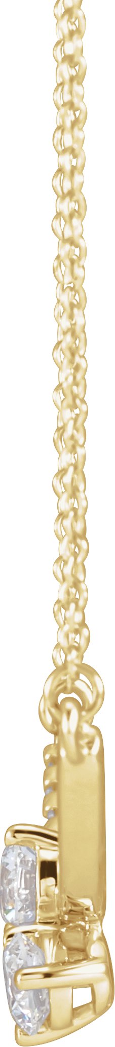 14K Gold Round Lab-Grown Diamond Two-Stone Necklace - Yellow Gold - view 2