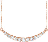 14K Gold Round Lab-Grown Diamond Bar Necklace – 3/4 CTW - Rose Gold