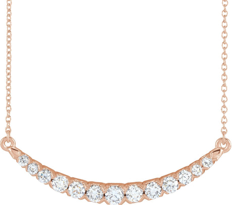 14K Gold Round Lab-Grown Diamond Bar Necklace – 3/4 CTW - Rose Gold