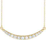 14K Gold Round Lab-Grown Diamond Bar Necklace – 3/4 CTW - Yellow Gold