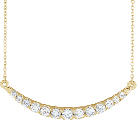 14K Gold Round Lab-Grown Diamond Bar Necklace – 3/4 CTW - Yellow Gold