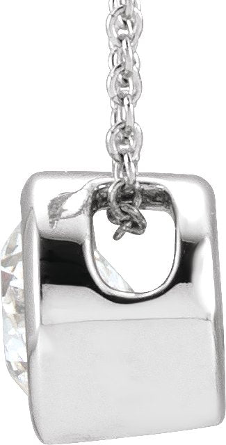 14K Gold Round Lab-Grown Diamond Bezel-Set Solitaire Necklace – 4-6.5mm Stones - White Gold - view 2