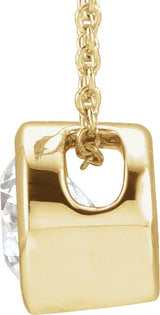14K Gold Round Lab-Grown Diamond Bezel-Set Solitaire Necklace – 4-6.5mm Stones - Yellow Gold - view 2