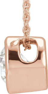 14K Gold Round Lab-Grown Diamond Bezel-Set Solitaire Necklace – 4-6.5mm Stones - Rose Gold - view 2