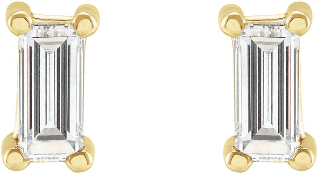 14K Gold Lab-Grown Diamond Straight Baguette 4-Prong Stud Earrings - Yellow Gold - view 4
