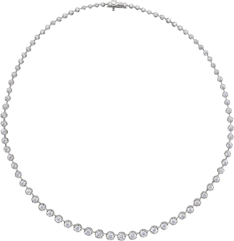 14K Gold Round Lab-Grown Diamond Line Necklace – 6 3/4 CTW - White Gold