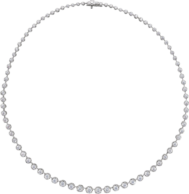 14K Gold Round Lab-Grown Diamond Line Necklace – 6 3/4 CTW - White Gold