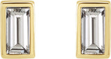 14K Gold Natural Diamond Straight Baguette Bezel-Set Stud Earrings - Yellow Gold - view 4