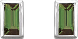Platinum Natural Green Tourmaline Straight Baguette Bezel-Set Stud Earrings - view 4