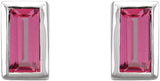 Platinum Natural Pink Tourmaline Straight Baguette Bezel-Set Stud Earrings - view 4