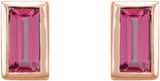 14K Gold Natural Pink Tourmaline Straight Baguette Bezel-Set Stud Earrings - Rose Gold - view 4