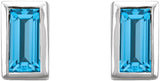 Platinum Natural Swiss Blue Topaz Straight Baguette Bezel-Set Stud Earrings - view 4