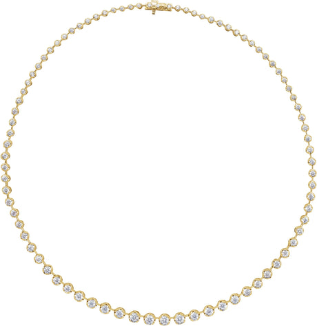 14K Gold Round Lab-Grown Diamond Line Necklace – 6 3/4 CTW - Yellow Gold