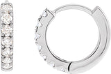 14K Gold Round Lab-Grown Diamond Hoop Earrings - White Gold