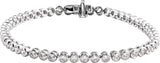 14K Gold Round Lab-Grown Diamond Bezel-Set Bracelet - White Gold