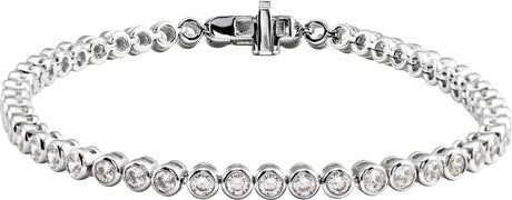 14K Gold Round Lab-Grown Diamond Bezel-Set Bracelet - White Gold