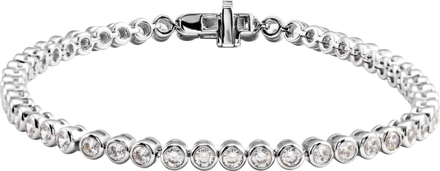 14K Gold Round Lab-Grown Diamond Bezel-Set Bracelet - White Gold