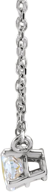 14K Gold Oval Lab-Grown Diamond Solitaire Necklace - White Gold - view 4