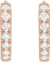 14K Gold Round Lab-Grown Diamond Hoop Earrings - Rose Gold - view 2