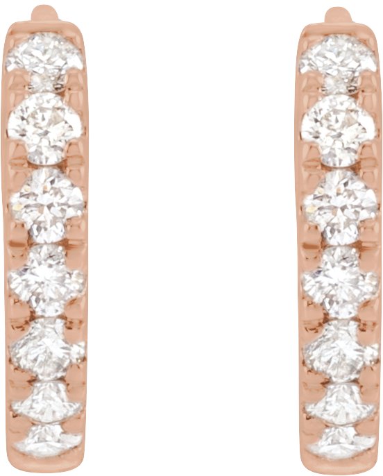 14K Gold Round Lab-Grown Diamond Hoop Earrings - Rose Gold - view 2