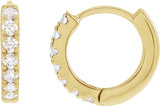 14K Gold Round Lab-Grown Diamond Hoop Earrings - Yellow Gold