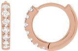 14K Gold Round Lab-Grown Diamond Hoop Earrings - Rose Gold