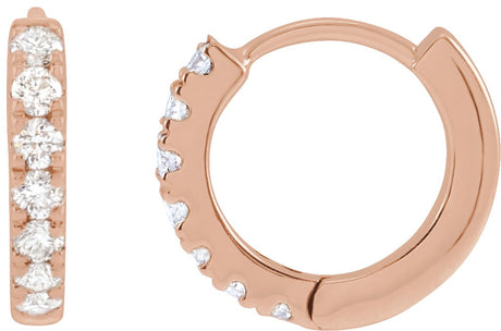 14K Gold Round Lab-Grown Diamond Hoop Earrings - Rose Gold