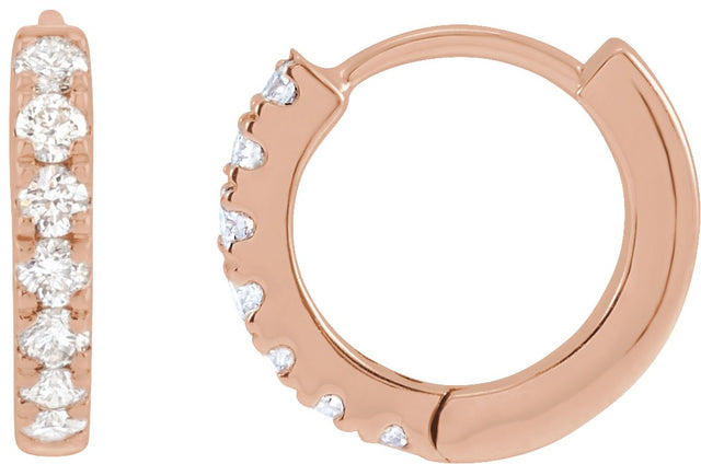 14K Gold Round Lab-Grown Diamond Hoop Earrings - Rose Gold