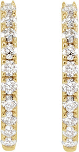 14K Gold Round Lab-Grown Diamond Hoop Earrings - Yellow Gold - view 2