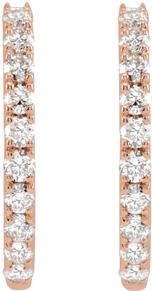 14K Gold Round Lab-Grown Diamond Hoop Earrings - Rose Gold - view 2