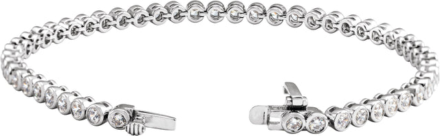 14K Gold Round Lab-Grown Diamond Bezel-Set Bracelet - White Gold - view 2