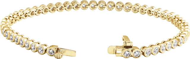 14K Gold Round Lab-Grown Diamond Bezel-Set Bracelet - Yellow Gold - view 2