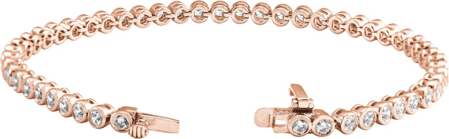 14K Gold Round Lab-Grown Diamond Bezel-Set Bracelet - Rose Gold - view 2
