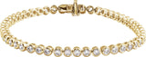14K Gold Round Lab-Grown Diamond Bezel-Set Bracelet - Yellow Gold