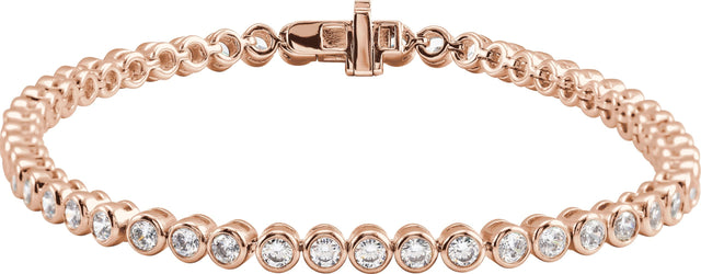 14K Gold Round Lab-Grown Diamond Bezel-Set Bracelet - Rose Gold