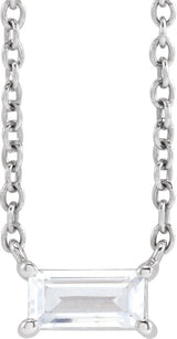 14K Gold Straight Baguette Lab-Grown Diamond Necklace - White Gold