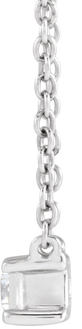 14K Gold Straight Baguette Lab-Grown Diamond Necklace - White Gold - view 2