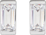 14K Gold Lab-Grown Diamond Straight Baguette Bezel-Set Stud Earrings - White Gold - view 4