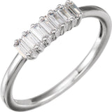 14K Gold Lab-Grown Diamond Straight Baguette Ring - White Gold