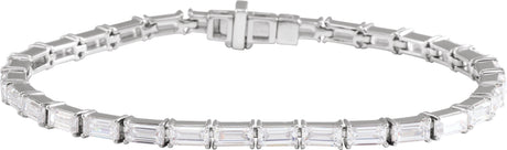 14K Gold Straight Baguette Lab-Grown Diamond Line Bracelet - White Gold