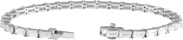 14K Gold Straight Baguette Lab-Grown Diamond Line Bracelet - White Gold - view 3