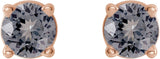 14K Gold Natural Gray Spinel Round 4-Prong Lightweight Stud Earrings - Rose Gold - view 14