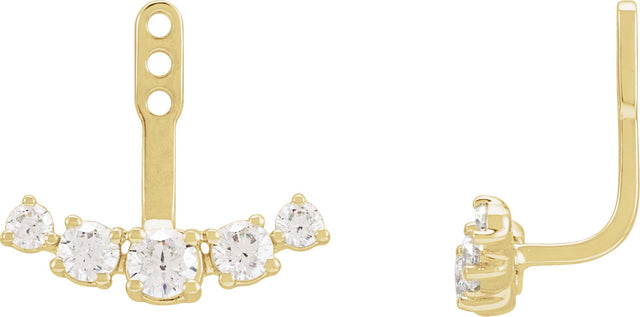 14K Gold Round Lab-Grown Diamond Bar Earring Jackets - Yellow Gold