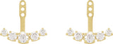 14K Gold Round Lab-Grown Diamond Bar Earring Jackets - Yellow Gold - view 2