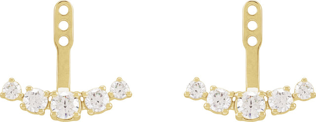 14K Gold Round Lab-Grown Diamond Bar Earring Jackets - Yellow Gold - view 2