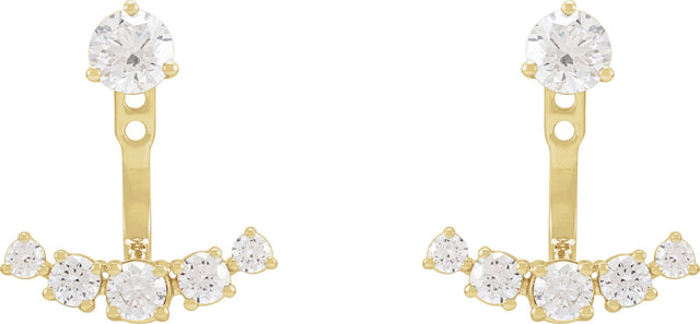 14K Gold Round Lab-Grown Diamond Bar Earring Jackets - Yellow Gold - view 4