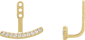 14K Gold Round Lab-Grown Diamond Curved Bar Earring Jackets - Yellow Gold