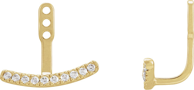 14K Gold Round Lab-Grown Diamond Curved Bar Earring Jackets - Yellow Gold