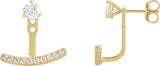 14K Gold Round Lab-Grown Diamond Curved Bar Earring Jackets - Yellow Gold - view 3